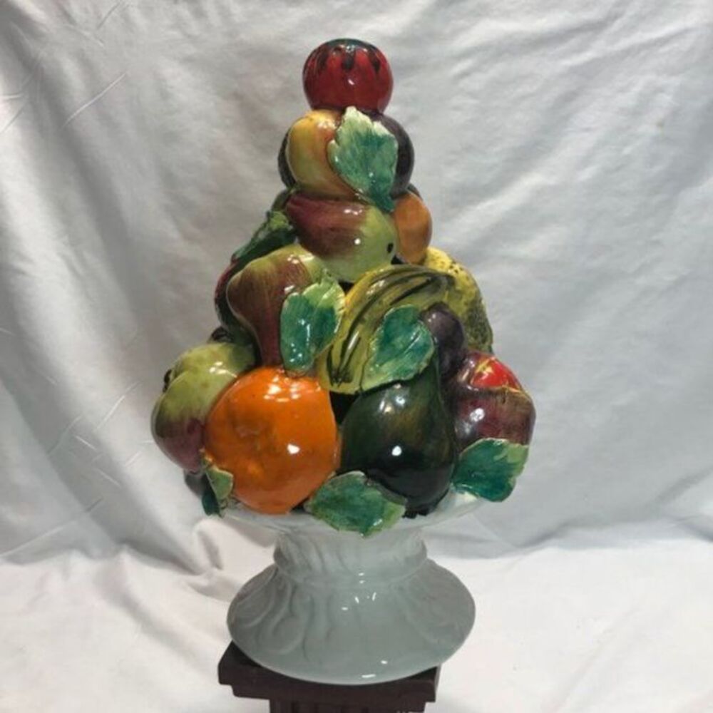 Vintage 1950’s Italian MidCentury ceramic hand painted  fruit topiary.